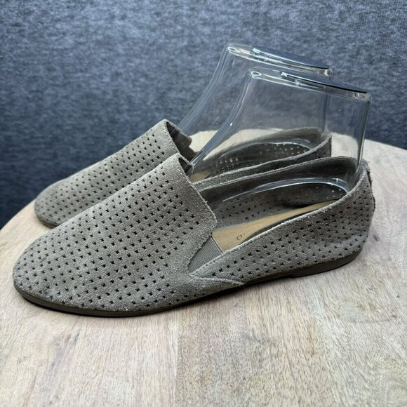 Lucky Brand Carthy Perforated Suede Slip-On Loafers‎ Womens Size 8.5 Taupe - Picture 4 of 11